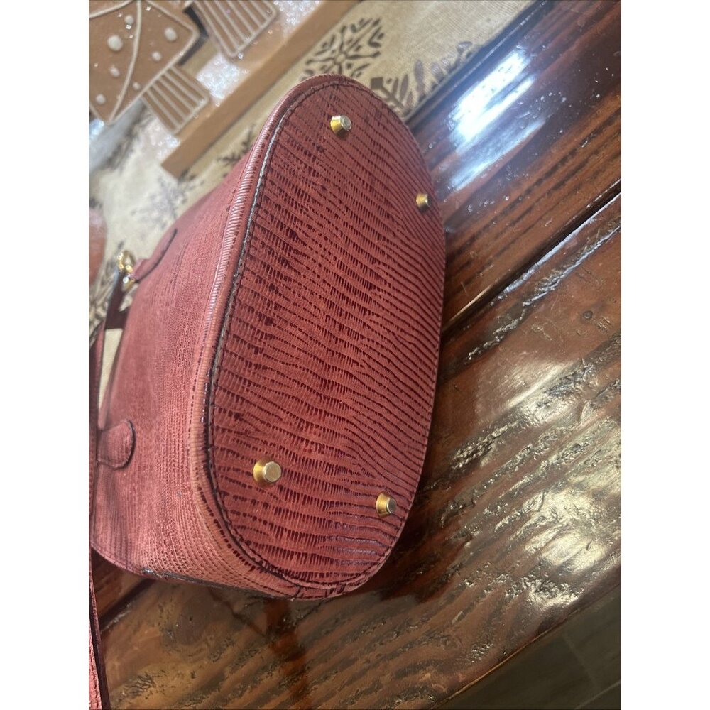 CRISTIAN MADE IN ITALY Genuine Leather Burgundy Red Dome Shaped Shoulder Bag - Picture 3 of 15